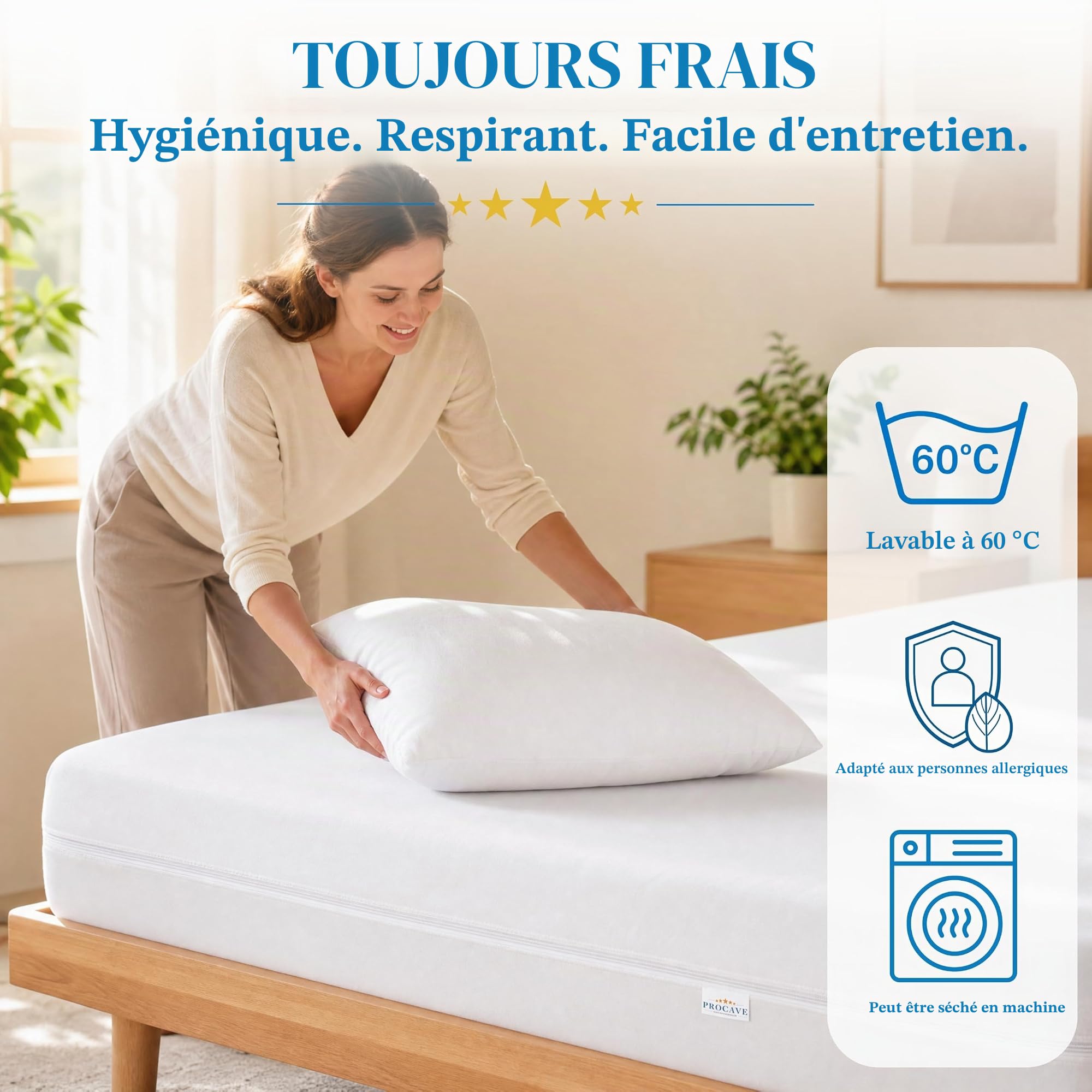 PROCAVE Housse de Matelas en Tissu éponge Non matelassé 80 x 200 cm - Hauteur du Matelas 16-22 cm - Protège-Matelas