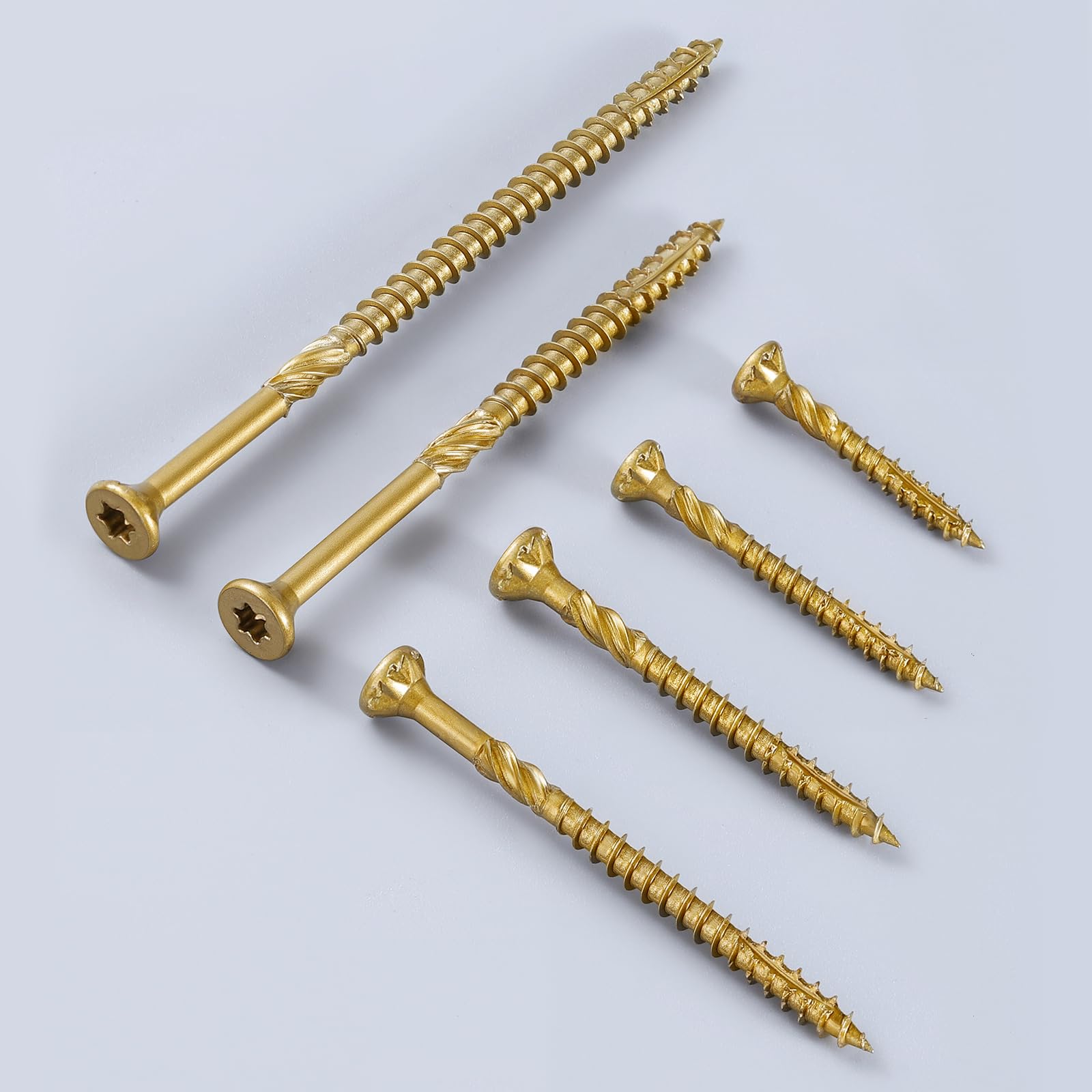 Tornillo de madera multiusos con cabeza de corneta Torx de 2-1/2 pulgadas para uso interior y exterior, revestimiento dorado con broca T25, 5 libras