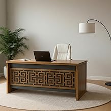 TEKAVO Valor Director Table for Office with 3 Drawer Storage, Executive Desk for Office, Laptop Table, Boss Table, Luxury MD Desk, Brown & Black Wood (150 Cm x 60 Cm x 75 Cm) - DIY