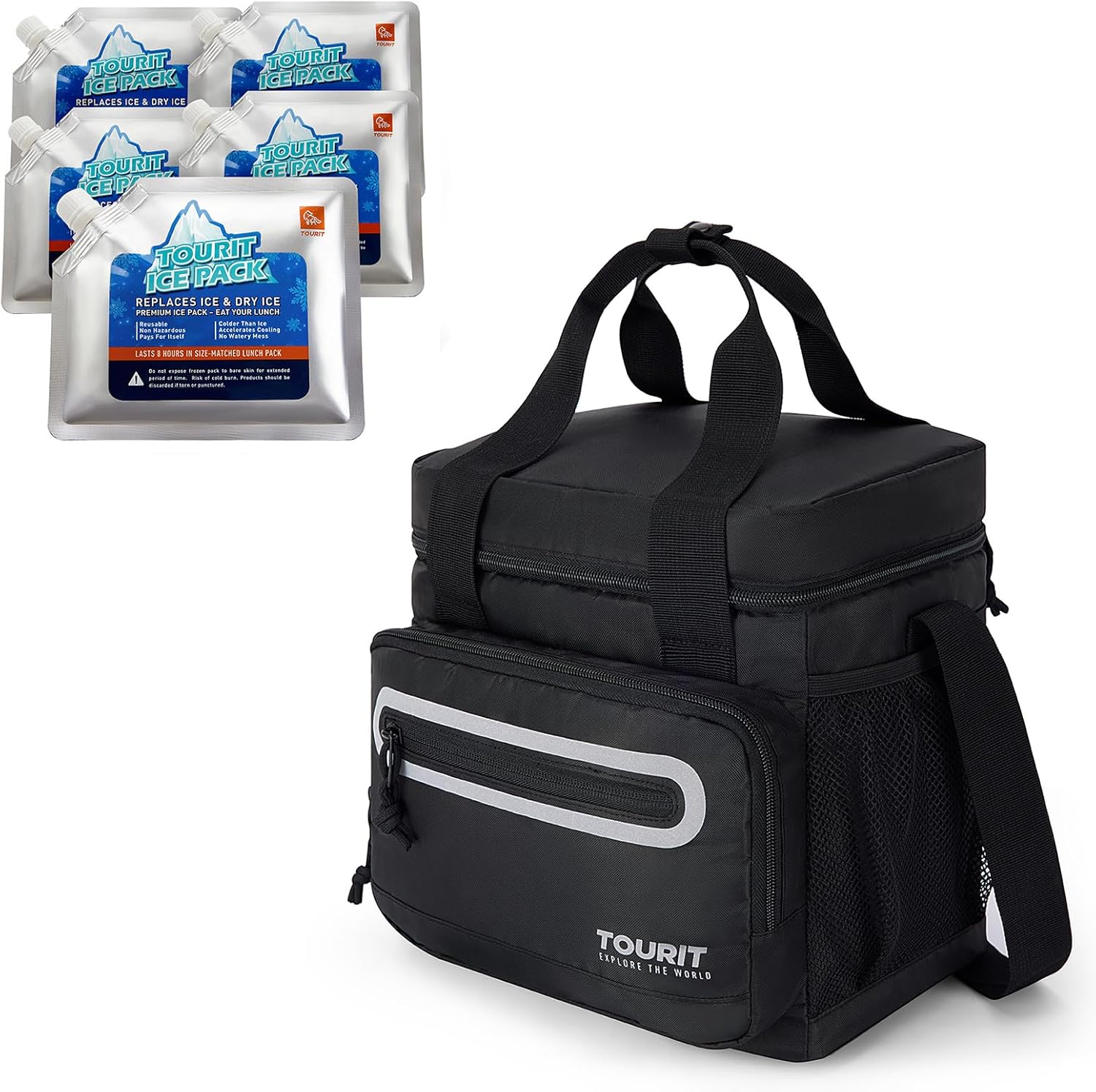 TOURIT Lunch Bag and 5 Ice Packs Bargain Perfect Combination