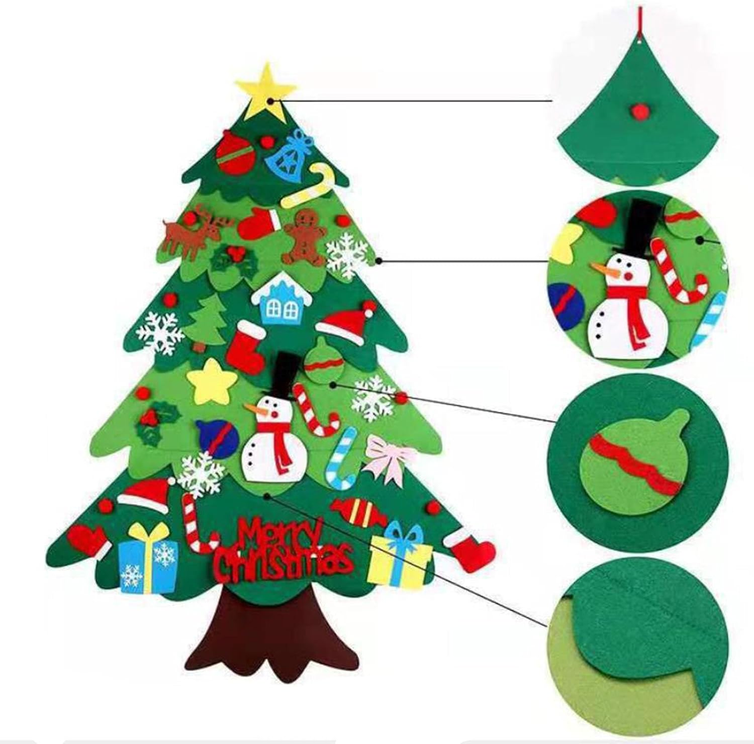 Felt Christmas Tree Decoration Craft Set Educational Toy Wall Decoration Includes Detachable Felted Embellishments Holiday Craft Set