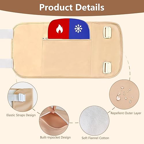 Miniatura 3 de Paquete de 7 unidades de aceite de ricino reutilizable orgánico para rodilla, cintura, pecho y cuello, correa elástica, algodón de bambú, lavable a