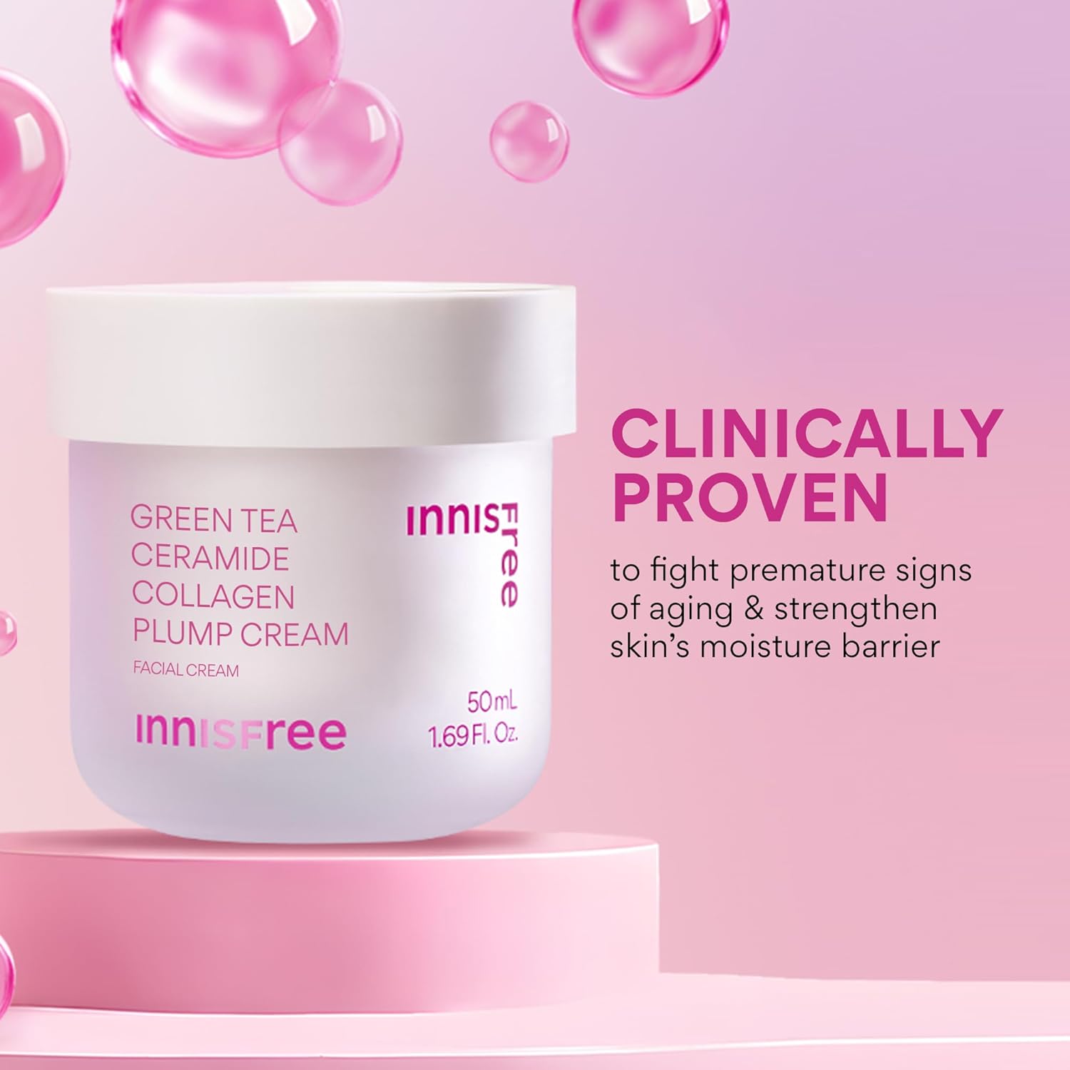 innisfree Green Tea Ceramide Collagen Plump Cream, Korean Face Moisturizer for a Youthful Glow - Image 4