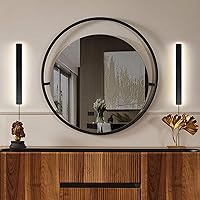 Vista 6 de Apliques de pared modernos enchufables, 23.6 pulgadas, luces LED de pared largas negras esmeriladas, lámpara de pared acrílica de 12 W, blanco