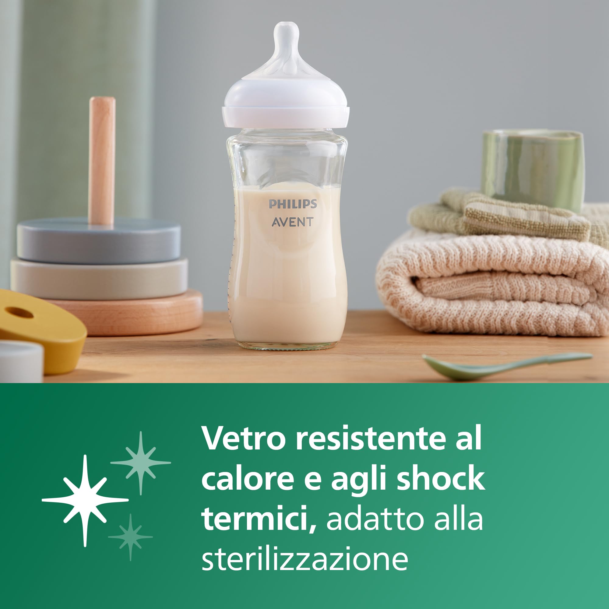 Philips Avent Set regalo per neonati con biberon in vetro - 3 biberon, ciuccio ultra soft, per neonati da 0-6 mesi in su (modello SCD878/11)