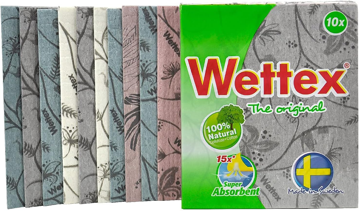 Wettex The Original Swedish Dishcloths for Kitchen 10 Pack Super Absorbent Sponges Kitchen Dishcloth - Replace Paper Towels - Modern Limited Edition
