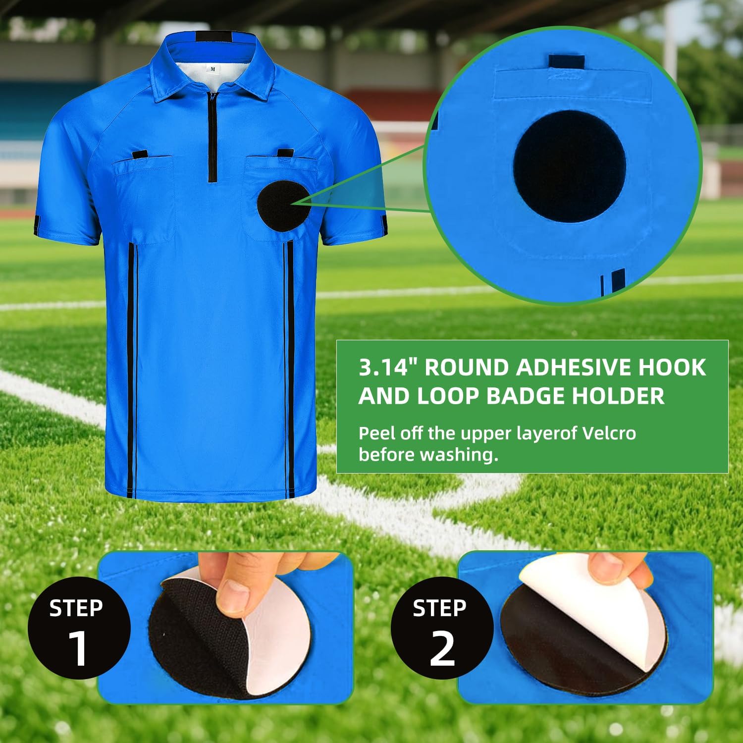 CUTIEHON Soccer Referee Jersey, Short Sleeve Official Pro Referee Shirt, Featuring a Badge Holder & Pockets - Image 5