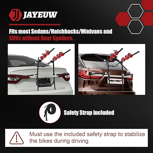 Miniatura 2 de Soporte para maletero de 3 bicicletas con correa fija, para maletero de coche, soporte de bicicleta para ligeroniños, soporte para 3 bicicletas para