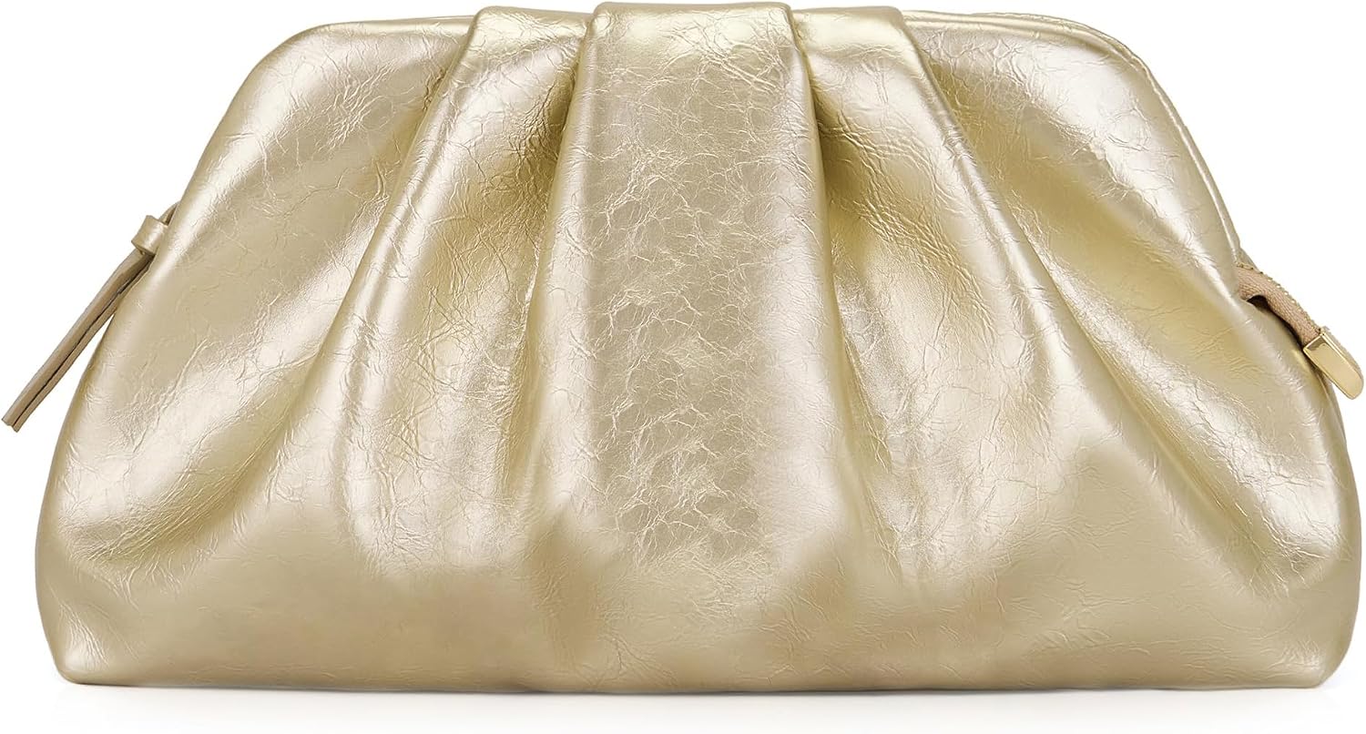 Clutch Purses for Women Shiny Leather Pleated Evening Clutch bag