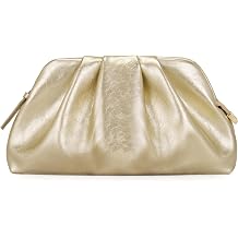 Clutch Purses for Women Shiny PU Leather Pleated Evening Clutch Bag With Shoulder Strap for Formal Wedding Prom