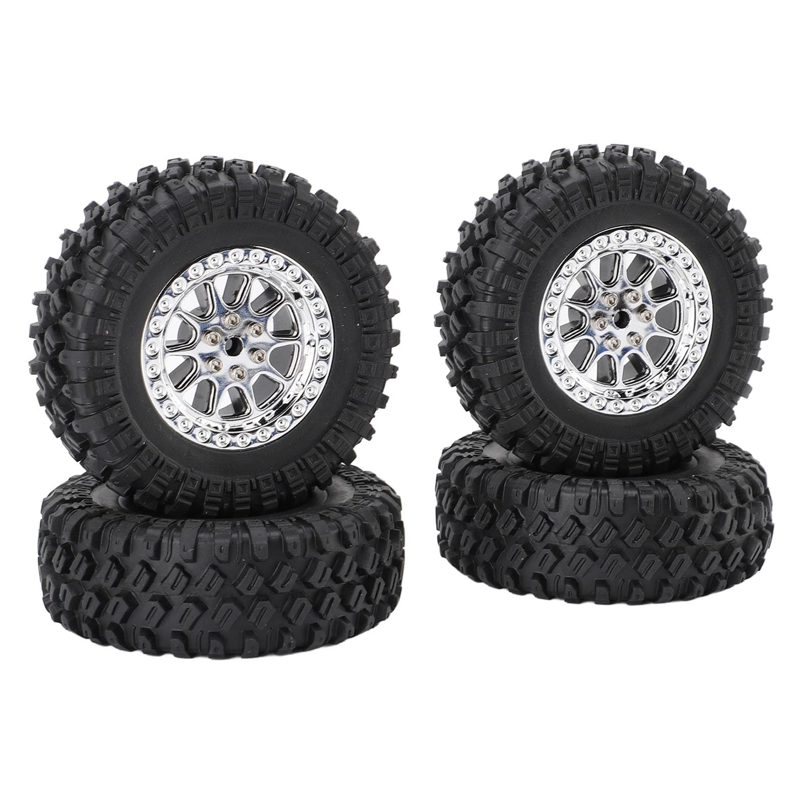 CFTGIW RC Car Tires Rubber Sturdy Remote Control Pickup Truck Wheel Tires Replacement for MN82 Excellent Materials Rubber Whe RC Car TiresRC Wheel TiresRC Pickup Truck (Silver) — image 1