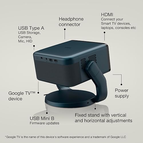 Epson EF-22N | Mini Smart Full HD Potable Laser Projector | Google TV | 5W Bluetooth Speaker | 3LCD Technology | 1,000 Lumens | 150'' Display | Indoor/Outdoor Use | Midnight Blue - 2