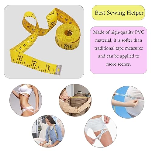 Miniatura 3 de 2Pcs Tape Measure Measuring Tape for Body, 120-Inch Double Scale Sewing Flexible Ruler for Weight Loss Body Measurement Tailor Craft Vinyl Body