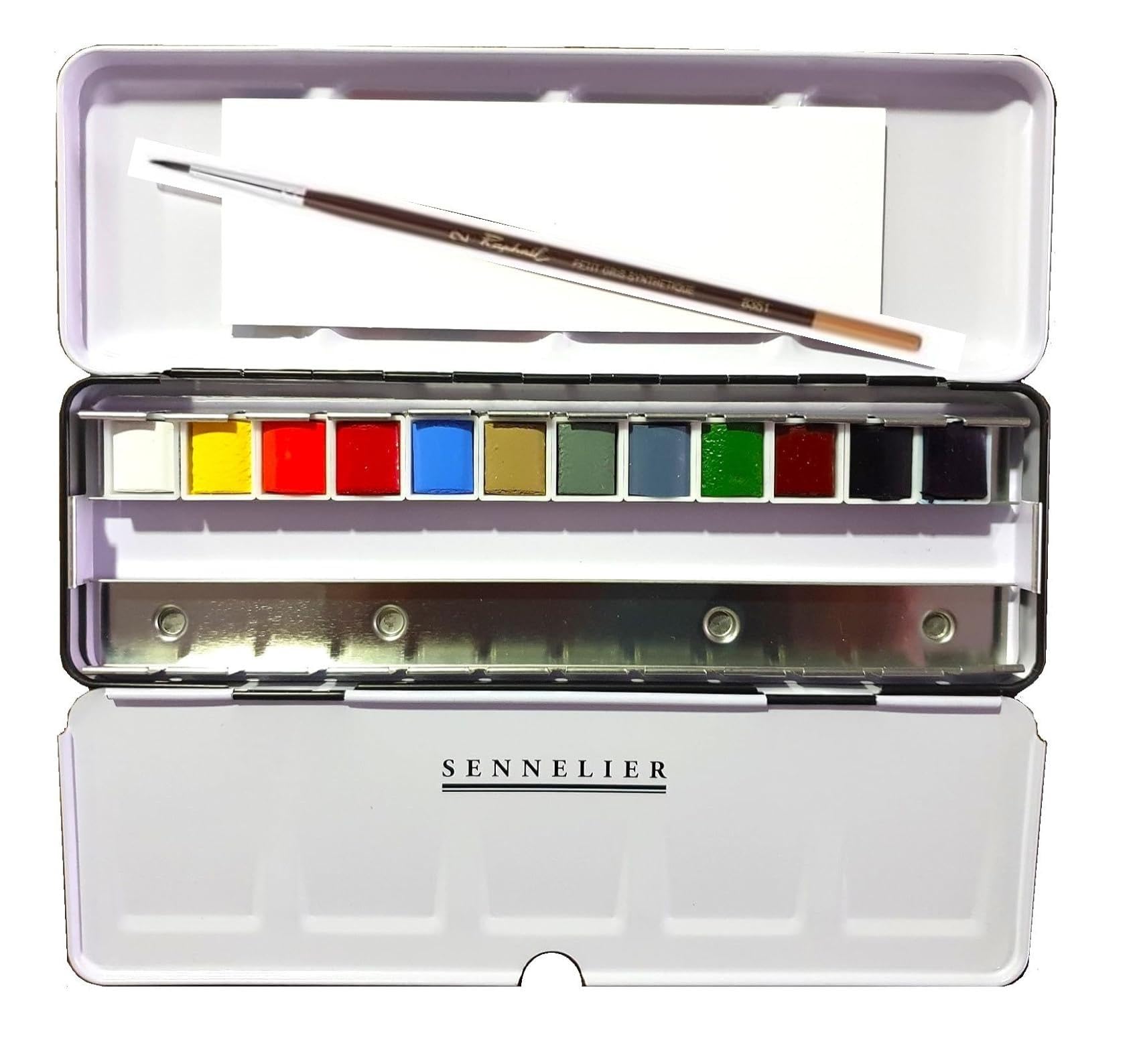 Sennelier Scatola di Pittura Acquarello Extra-Fine Set Ondine di Peretti .12 Mezzo Benne + Pennello e 1 carta