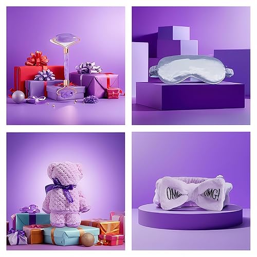 Miniatura 6 de Regalos de cumpleaños para mujeres, regalos para ella, cesta de regalo morada para mujeres, feliz cumpleaños, lavanda, juego de regalo relajante,