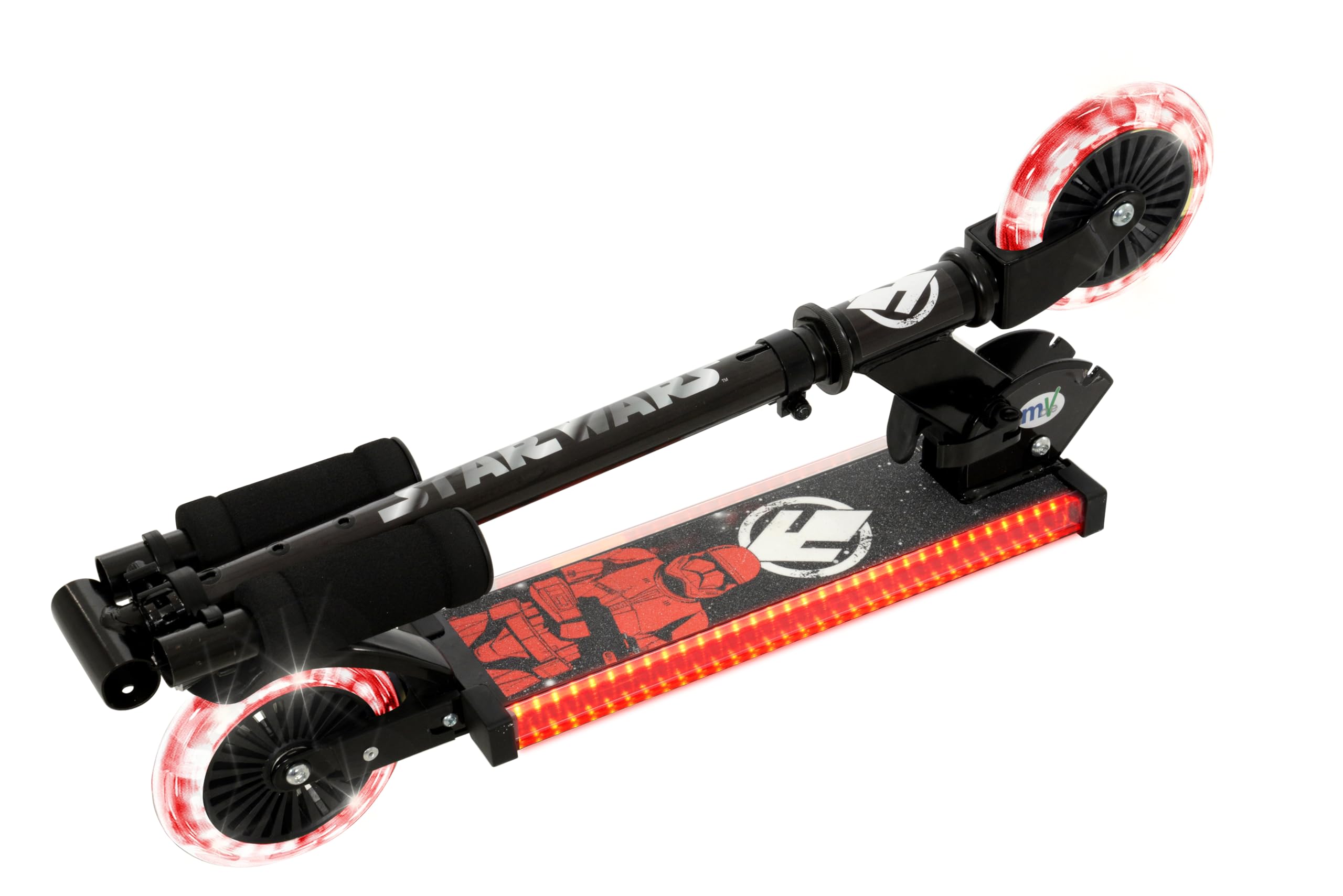 Star Wars Dark Side Light Up składana hulajnoga dla dziewcząt i chłopców, hulajnoga na 2 koła, hulajnoga dla chłopców i dziewcząt, regulowana, podświetlana hulajnoga z dwoma kołami, podświetlana