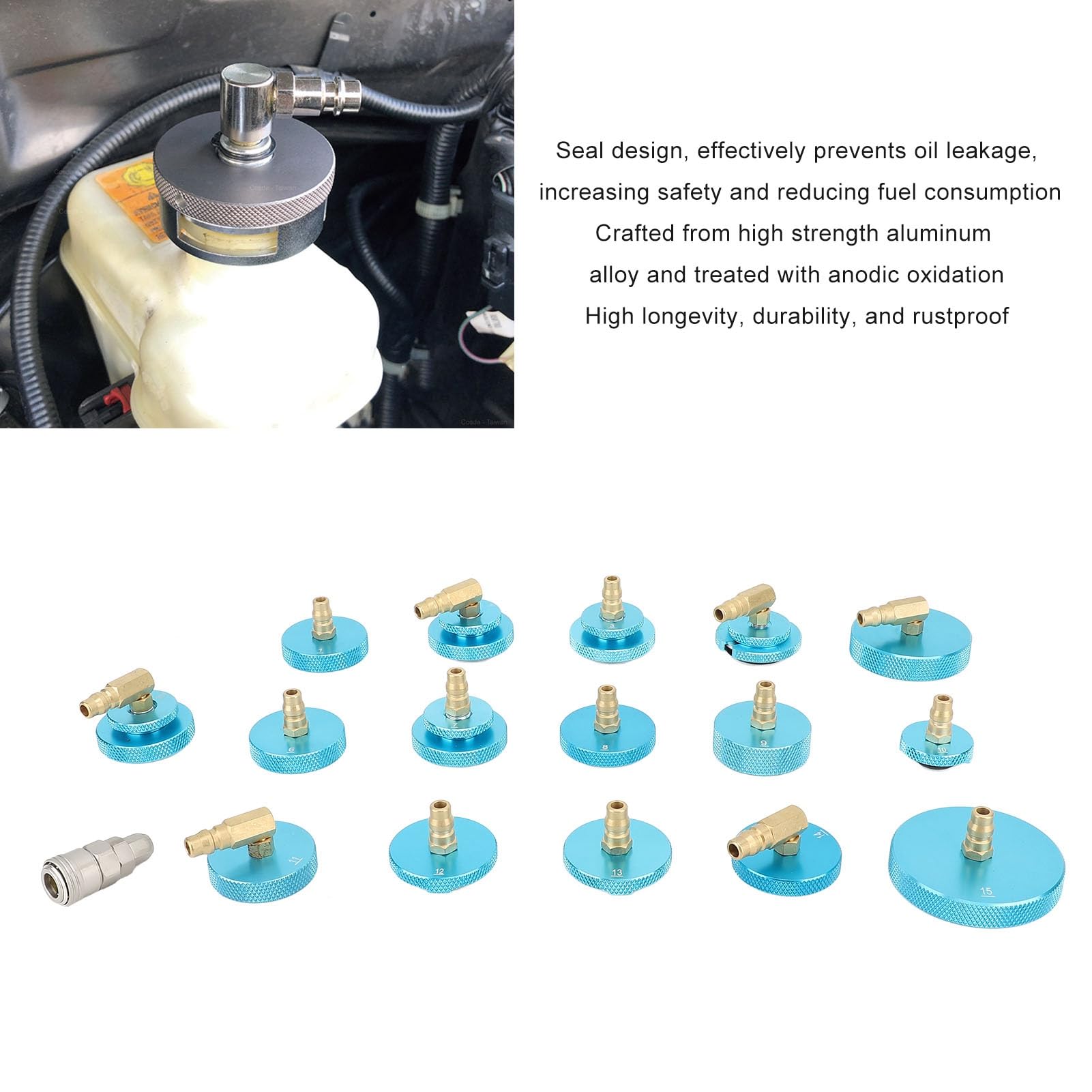 17 - teiliges Hauptzylinder - Adapter - Set, Bremsflüssigkeits - Entlüftungswerkzeug aus Aluminiumlegierung mit Schnellanschluss für, deutsche, japanische, koreanische und
