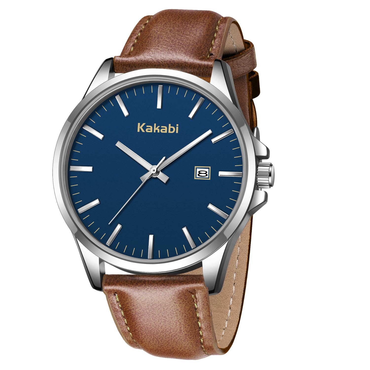 Watches for Men, Minimalist Fashion Mens Leather Strap Watch, Classic Analog Quartz Watches with Date, Daily Waterproof Dress Watch, Gifts for Men