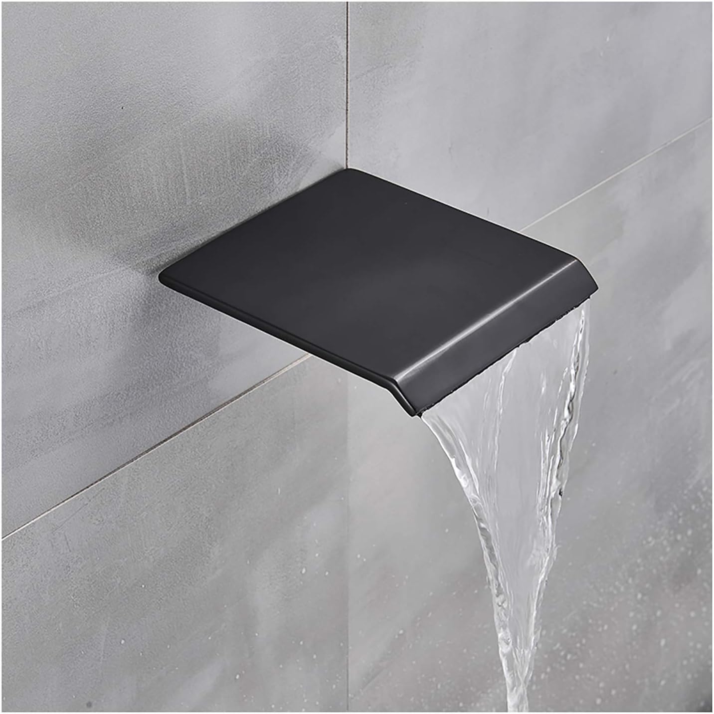 Waterfall Tub Spout Wall Mounted Black Bath Spout Stainless Steel Shower System Spout Bathtub Faucet Spout Non Diverter, G1/2 Connection