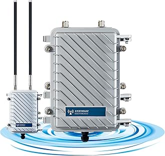 KuWFi Outdoor WiFi Extender Signal Booster, High Performance 2.4G 300Mbps Waterproof Outdoor Base Station with 2 Antennas for School 、Park or outdoorbuilding ，Support Starlink Router