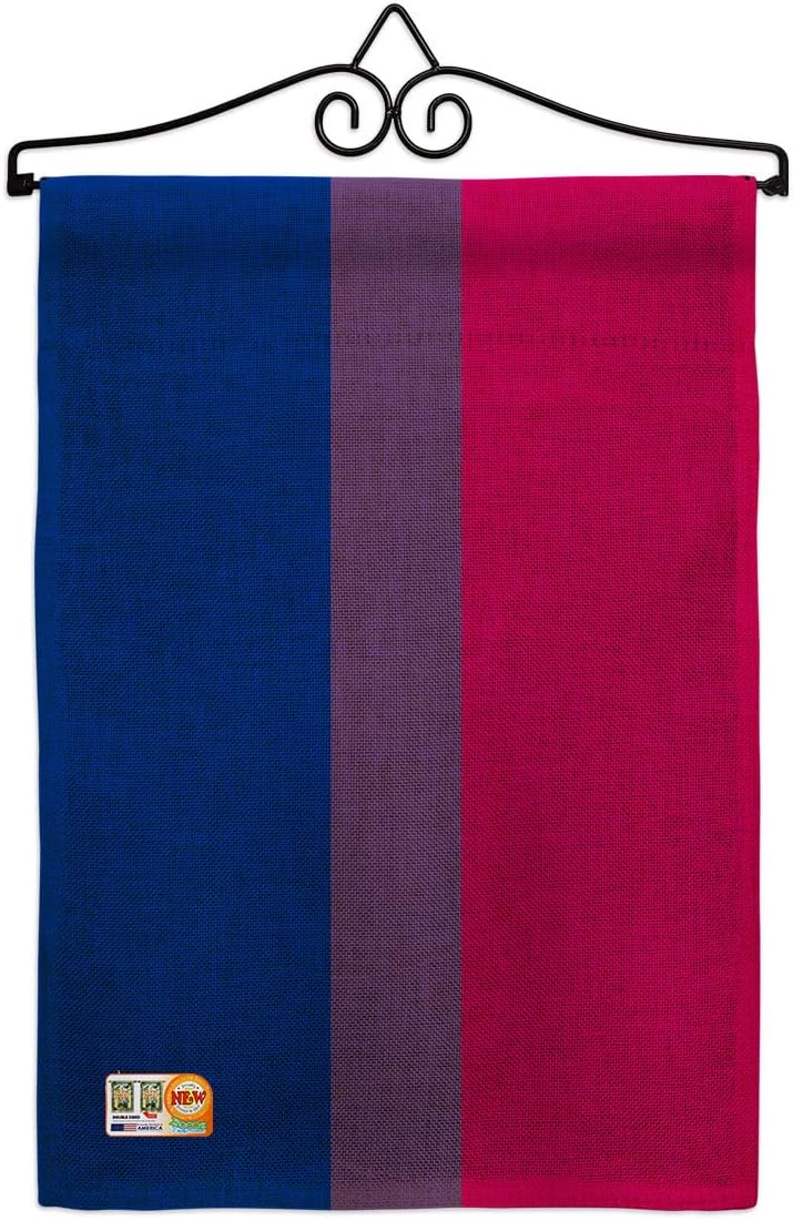Bisexual Burlap Garden Flag Support Pride Rainbow Love LGBT Gay Pansexual Transgender Small Decorative Gift Yard House Banner Double-Sided Made In USA 13 X 18.5