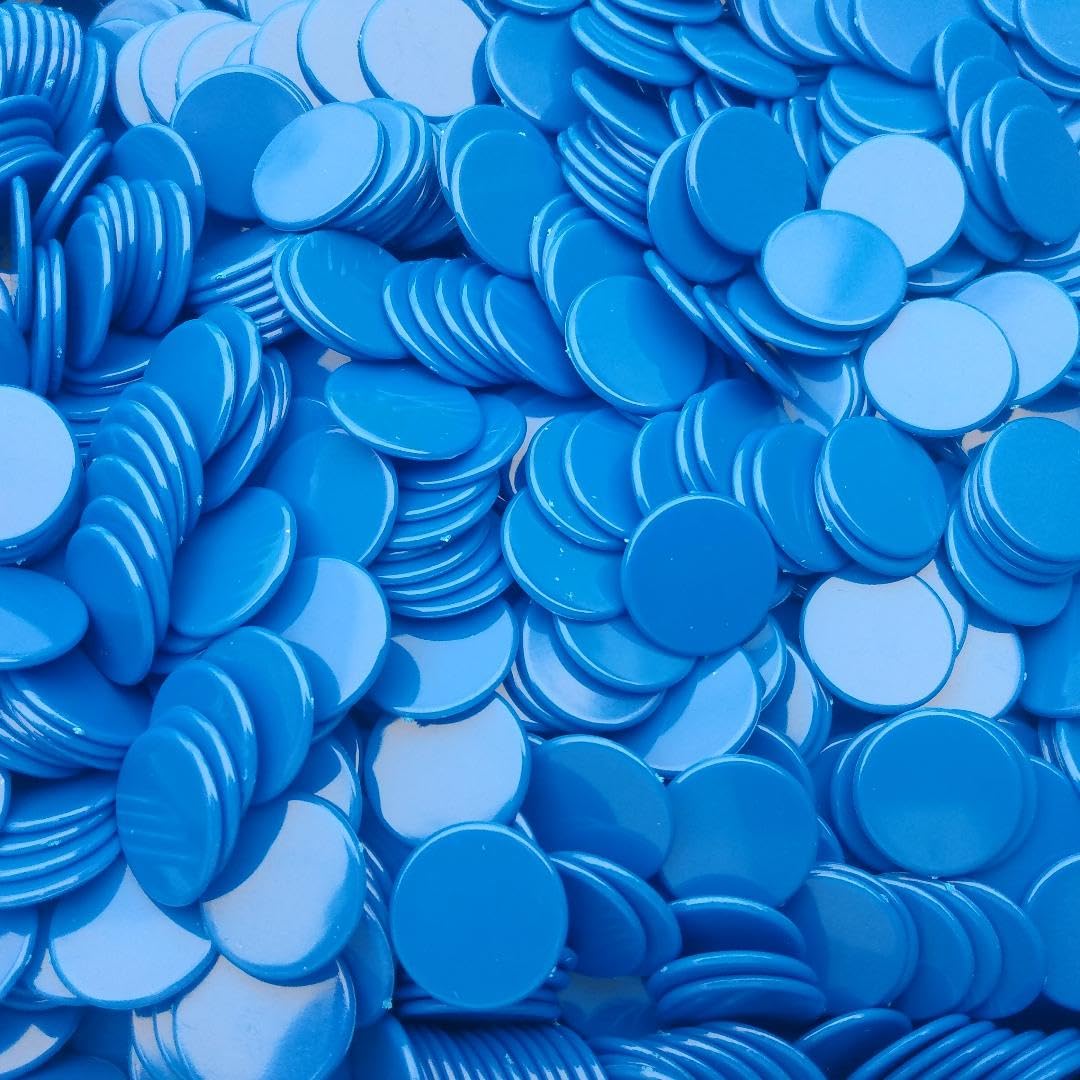 Plastic Blue Round Counters, 22mm, Pack of 100, for Maths, Board Games and Classroom Activities
