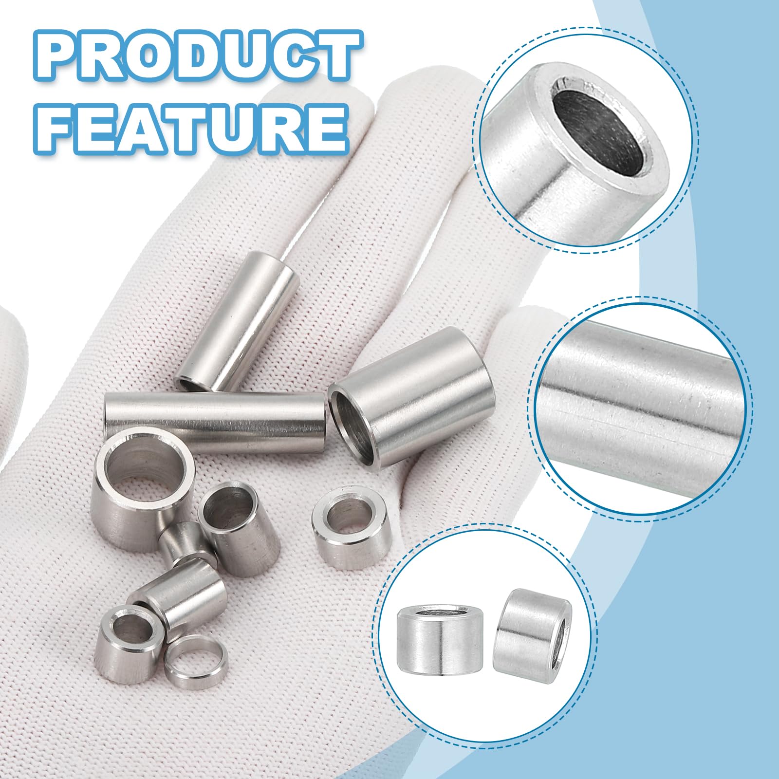 PATIKIL 6 Stainless Steel Spacers, 10 Pcs Etal Spacer Stainless Steel