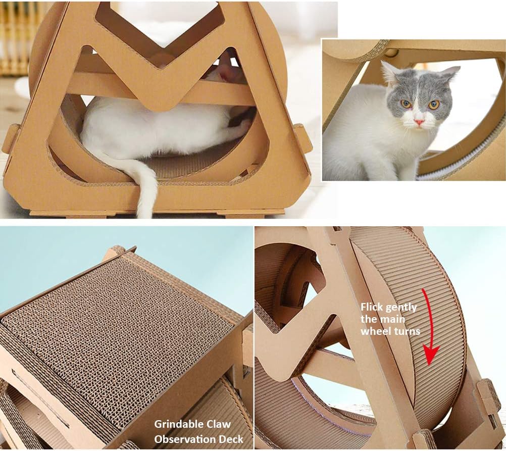 Amazon Retvi 猫用クライミングフレーム 猫用クライミングホイール 猫スクラッチボード ペット用家具 回し車 観覧車 キャットランニングマシン 猫研削爪 段ボール製 ランニングマシン 猫登山フレーム ホイール 回転段ボール 猫のおもちゃ 減圧玩具 Retvi 爪とぎ 通販