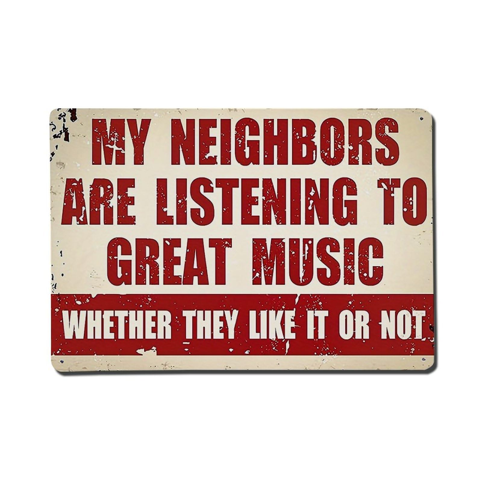 Jdfenggu Vintage My Neighbors Are Listening Retro Metal Tin Sign, Metal Poster For Bar, Home, Man Cave, Kitchen, Laundry Room Art Decor 8X12 Inch