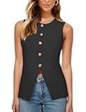 Womens Round neck Suit Vest Sleeveless Button Business Jacket Waistcoat Top