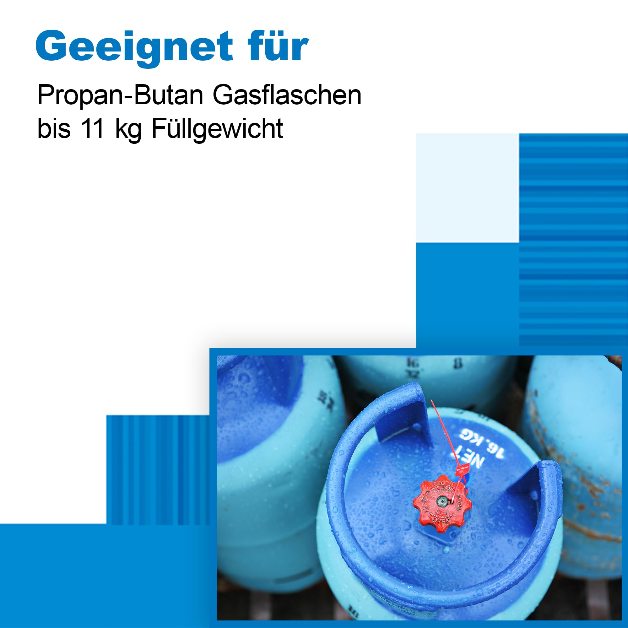 GOK Régulateur de gaz | Réglable sur 11 Niveaux - 25-50 mbar | pour raccordement à des Bouteilles de gaz Propane-Butane