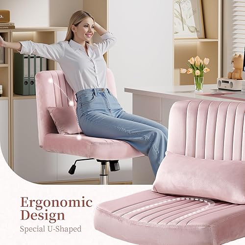 Miniatura 5 de Silla cruzada de terciopelo con ruedas, silla de oficina de lujo con patas cruzadas, cómoda silla de escritorio para oficina en casa, silla de