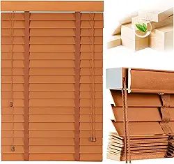 Persianas de madeira de 5 cm para janelas internas: Persianas e persianas blecaute de madeira, persianas horizontais de privacidade de tamanho personalizado para casa, quarto, banheiro, sala de estar