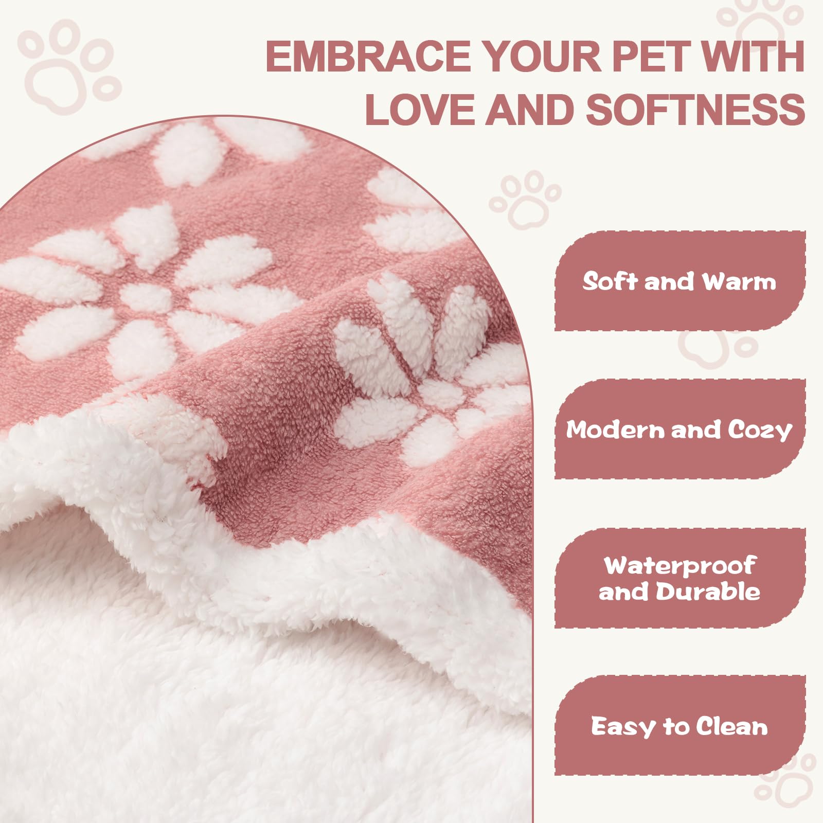 Yaning Waterproof Blanket for Dog Cat or Adult, Cute 3D Textured Flower Dog Blanket for Bed Couch Sofa, Soft Liquid Pee Proof Pet Furniture Protector, 60"x80", Pink