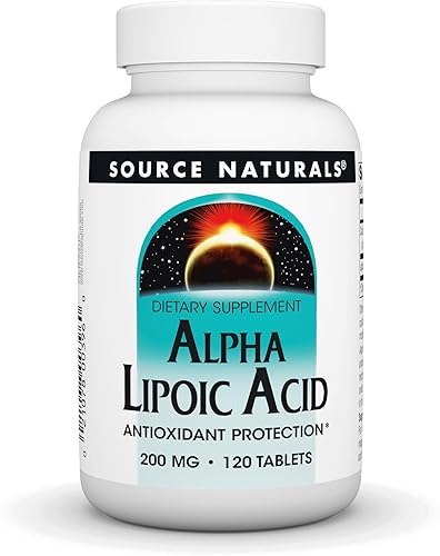 Source Naturals Ácido alfa lipoico 200 mg apoya el metabolismo saludable del azúcar, la función hepática y la generación de energía - 120 tabletas