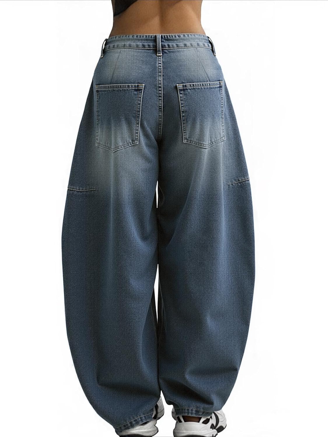 EMMIOL Women Boyfriends Hip Hop 90s Vintage Baggy Jeans Loose Denim Pants Mid-Low Waist Jeans