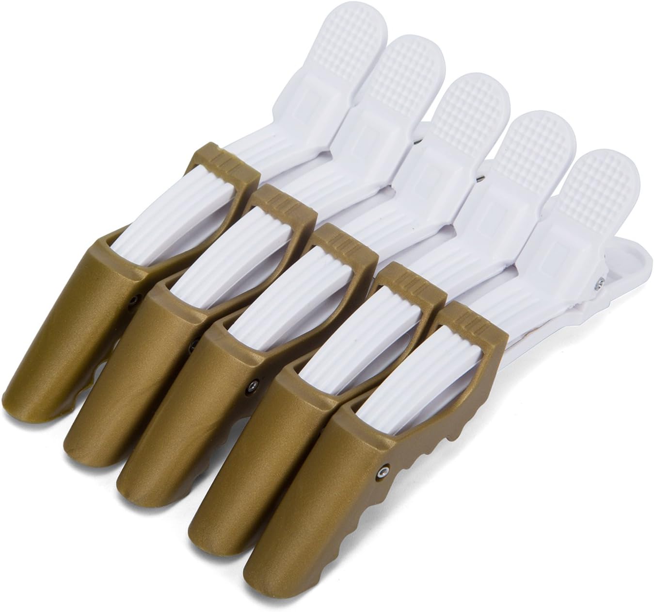 5 Pinup Clips - Professional Non Slip Alligator Hair Clips Double Hinged Design for Easy Salon Styling - Sectioning Crocodile Hair Clip Set with Wide Teeth for Extra Durable Grip (Bronze)