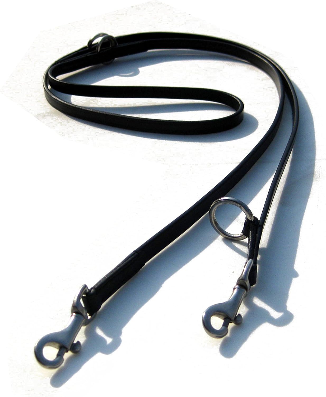 LEATHER POLICE DOG TRAINING ADJUSTABLE LEAD, BLACK/BROWN COLOR 3/4