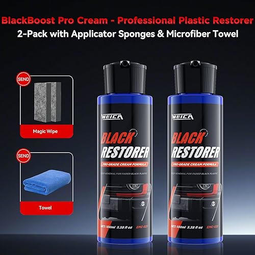 Miniatura 2 de BlackBoost Pro - Restaurador de plástico crema para salpicadero interior de automóvil, borde exterior, parachoques y más en plástico, goma, vinilo,