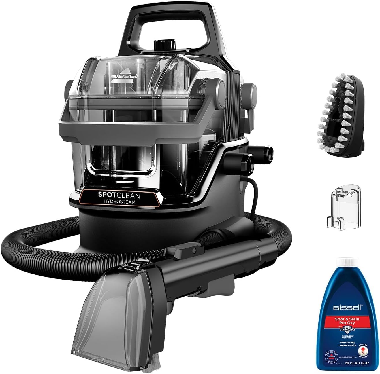 Bissell SpotClean HydroSteam, Aspiradora de Agua Tapiceria, Lava Aspiradora con Tecnología HydroSteam, Modo de Vaporeta, Limpiador para Alfombras, Tapiceria, Sofa y Más, Motor Potente de 1000W, 3689N