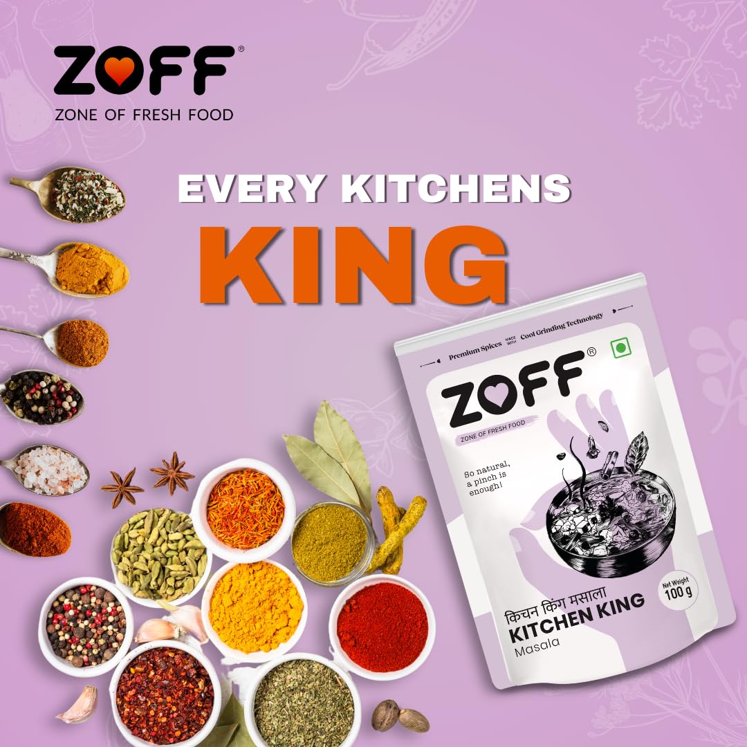 Zoff Kitchen King Masala – Premium Spice Blend for Rich, Flavorful Dishes | Aromatic & Balanced | 100g Zip Lock Pouch - Image 4 thumbnail