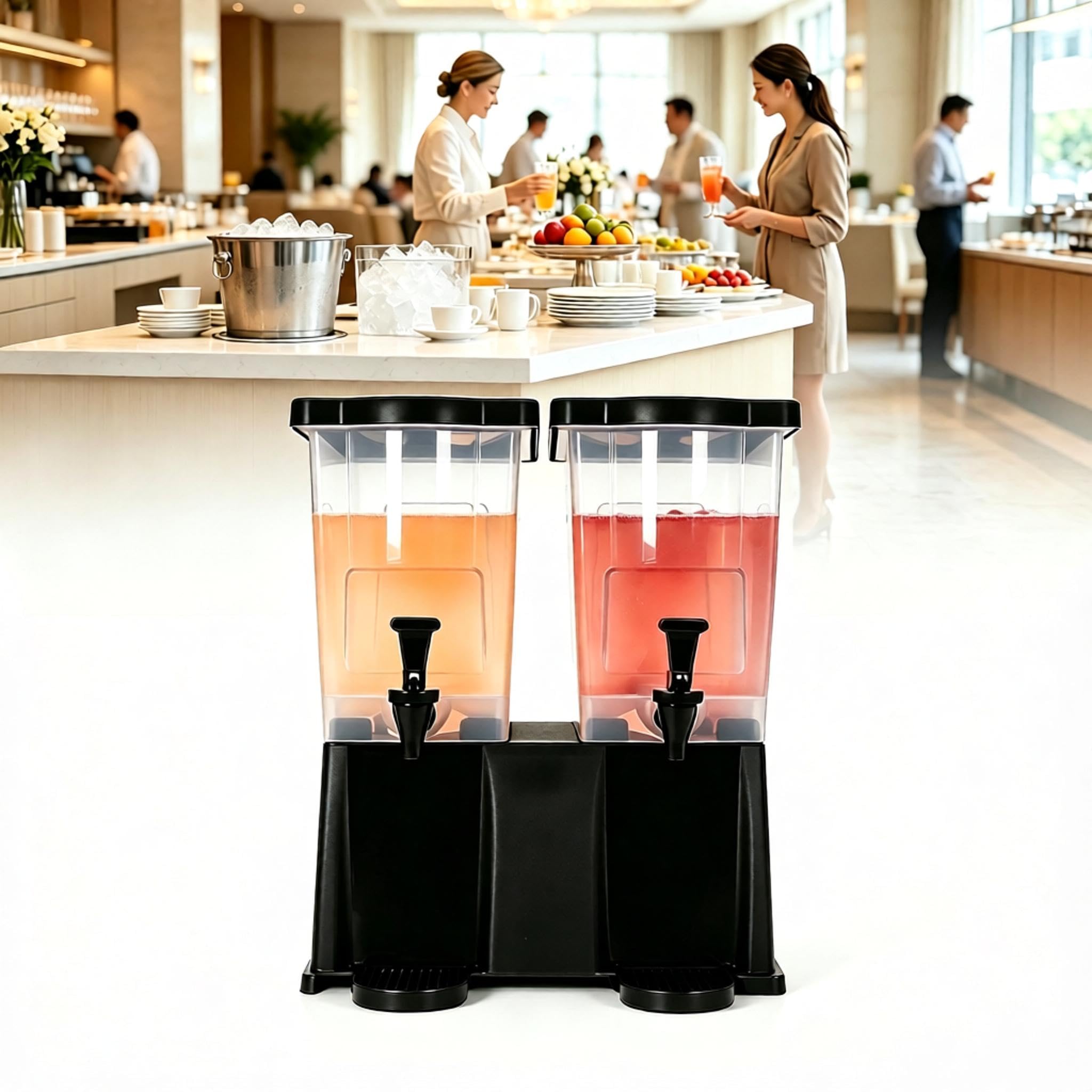Dispensador De Bebidas De 6 Galones, Dispensador De Jugo De Doble Tanque De 22 L Con 2 Grifos Y Tapa, Contenedores Comerciales Para Bebidas De Jugo, Tanques De Plástico Desmontables Para Fiestas,