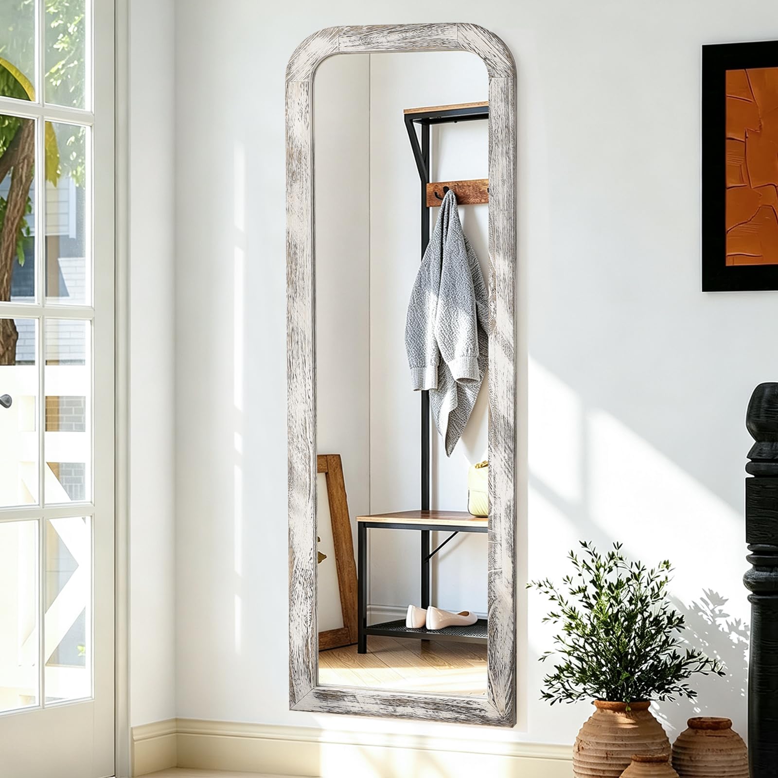 AAZZKANG Mirror Full Length Rectangle Wood Framed Large Wall Mirrors White