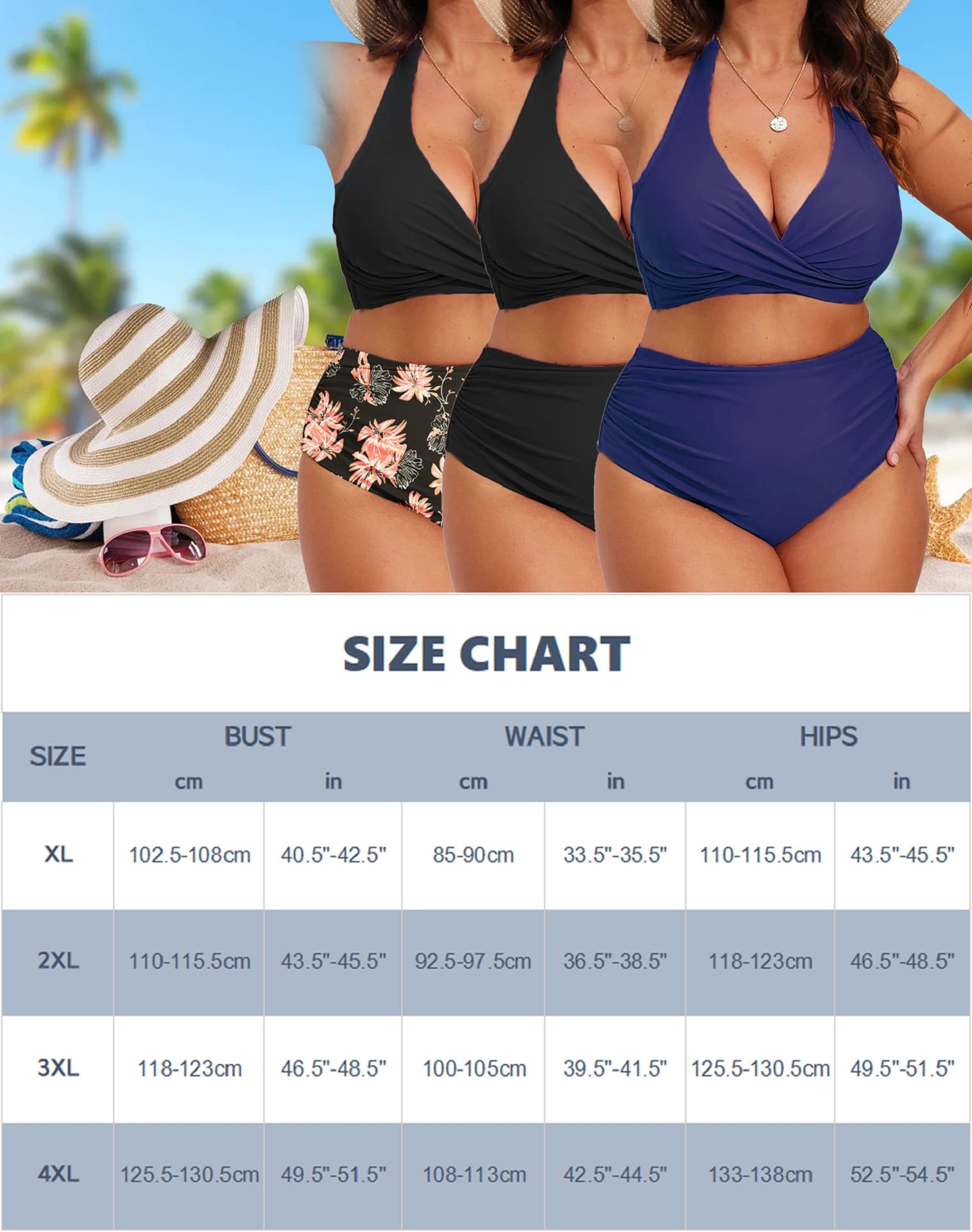 Yutdeng Mujer Bikini Talla Grande Push Up Halter Cuello V Vientre Plano Bañadores Dos Piezas Natacion Playa