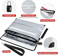 Vista 3 de Bolsa de documentos ignífuga con cerradura de 5200 con aislamiento térmico impermeable e ignífugo con cremallera, bolsa ignífuga