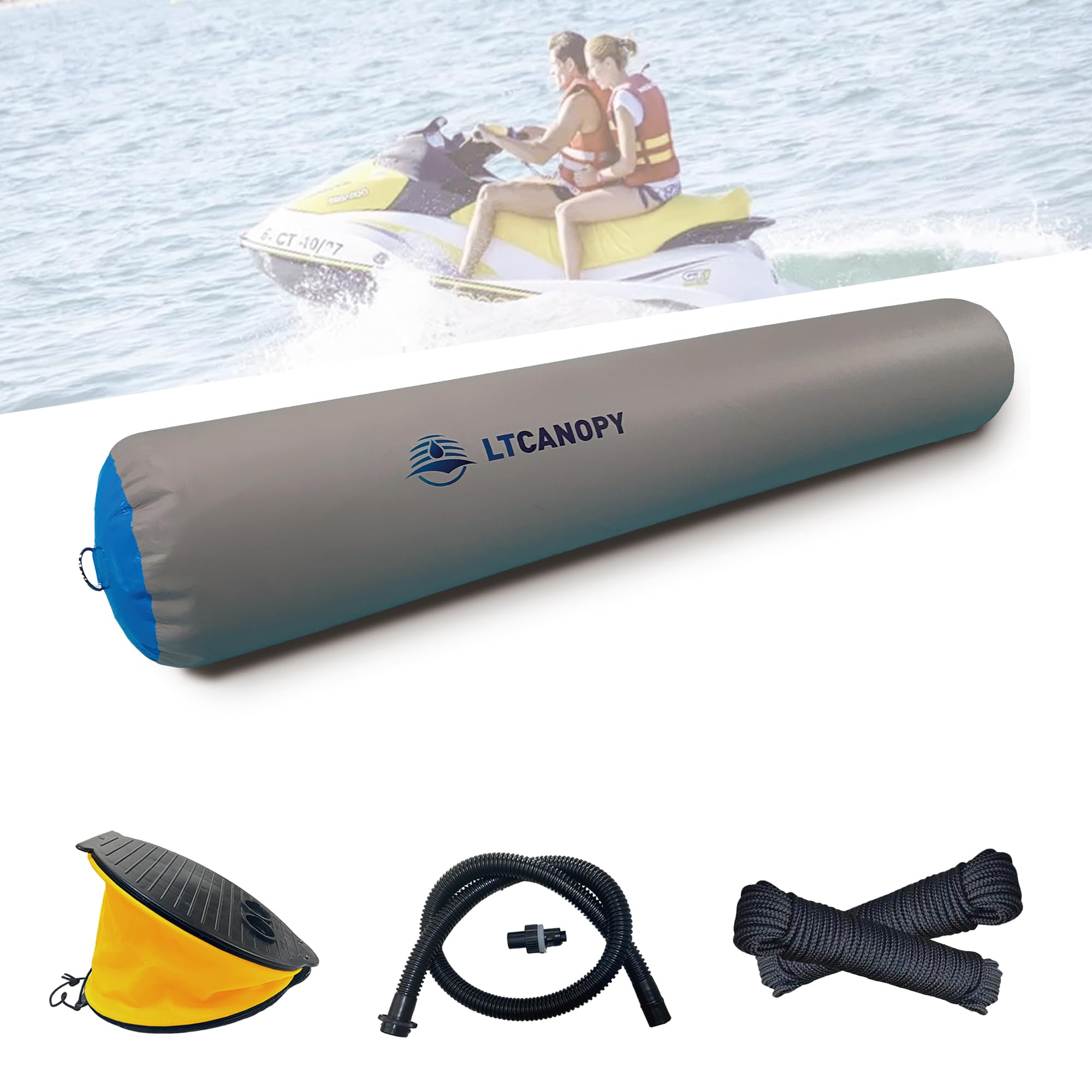 LTCANOPY Heavy Duty Inflatable Boat Fender, Boat Bumper for Docking, Yachts, Sailing Docks, PVC Fender for Boat with Double Braided Nylon Dock Line,
