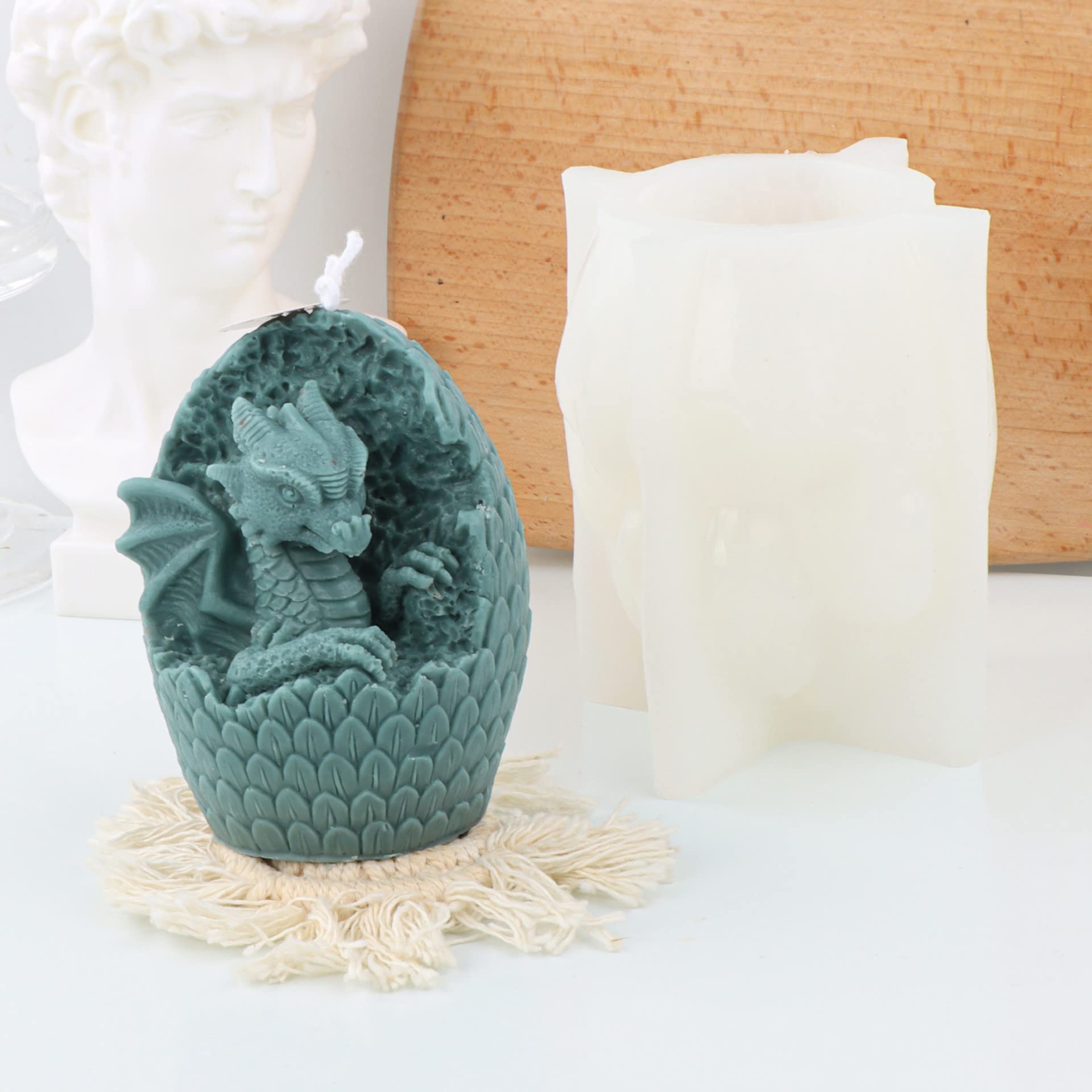 Stampo in silicone 3D a forma di drago, per candele, animali, per sapone, in resina, per decorazioni per torte, cioccolato, sapone, cera di soia, ornamenti artigianali