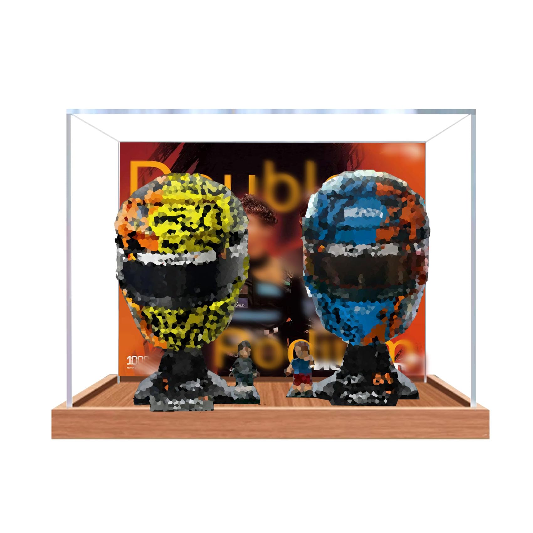 Dustproof acrylic Display Case for Le-go 43017+43023 Helmets Model-display box only (StyleB Background 3mm)