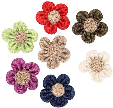 10Pcs Natural Burlap Flowers,Handmade Burlap Flower,Cute Burlaps Flower for Crafts Scrapbooking DIY Bouquets Home Embellishment Party Decor