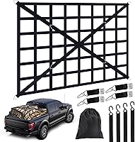 Xishuihe Heavy Duty Cargo Net for Pickup Truck Bed - 1100 lbs Capacity, 66x50 Inch Rip-Stop Herringbone Nylon, Adjustable Cam Buckles & Storage Bag